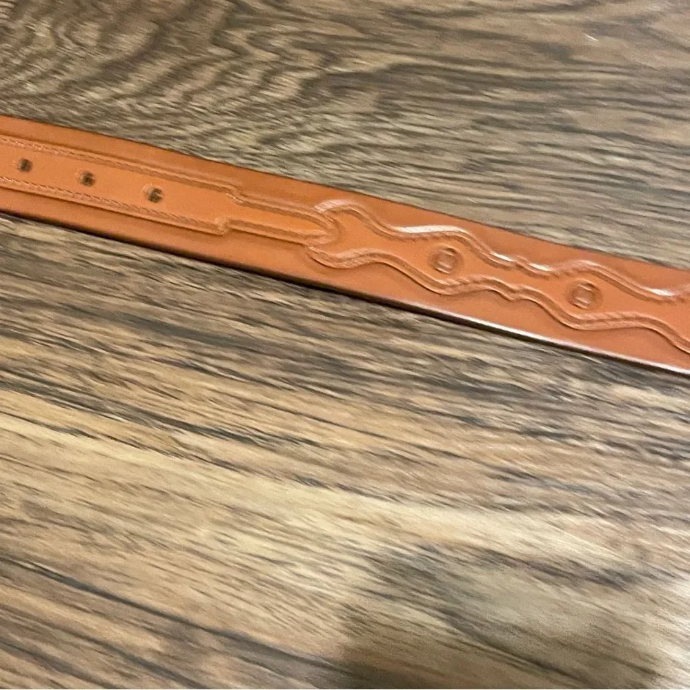 Lord Leather Belt Made In Italy Tan with Silver Tone Buckle